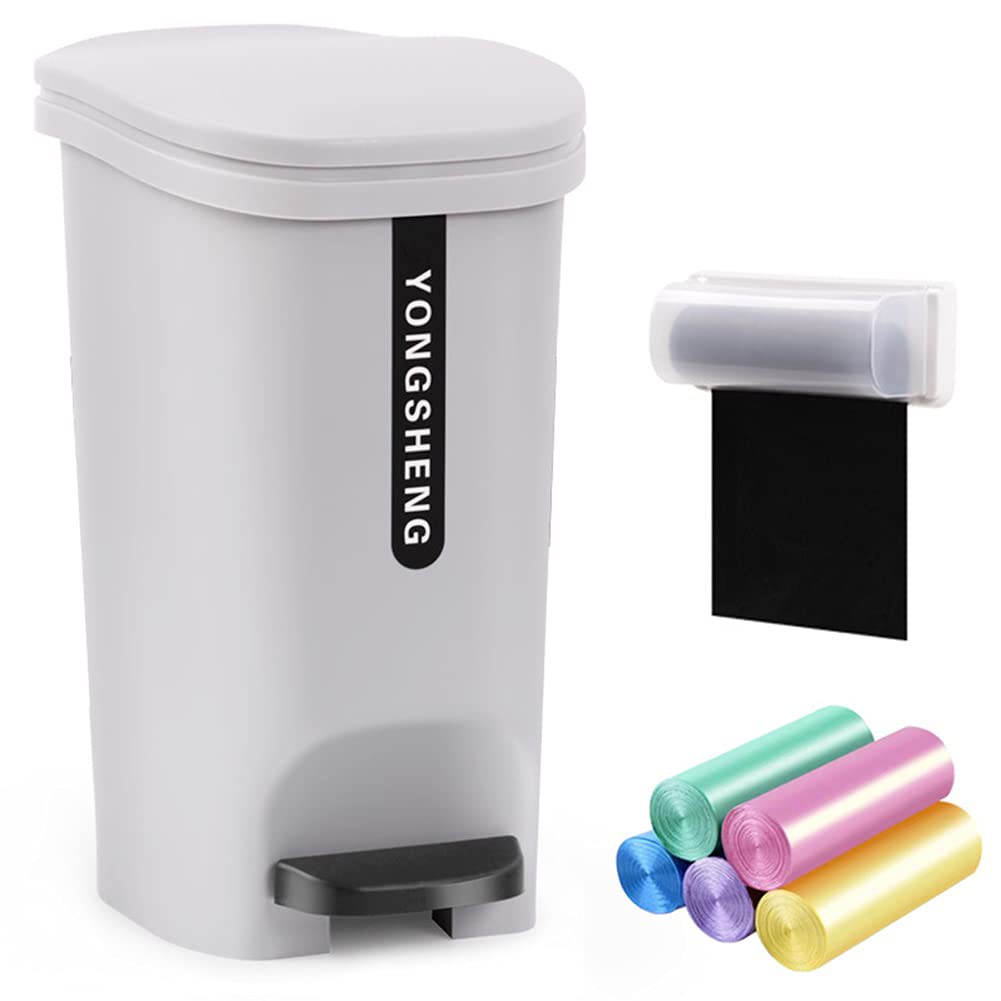 Trash Can, 10L Rectangular Plastic Foot Step On Trash Can Press Garbage