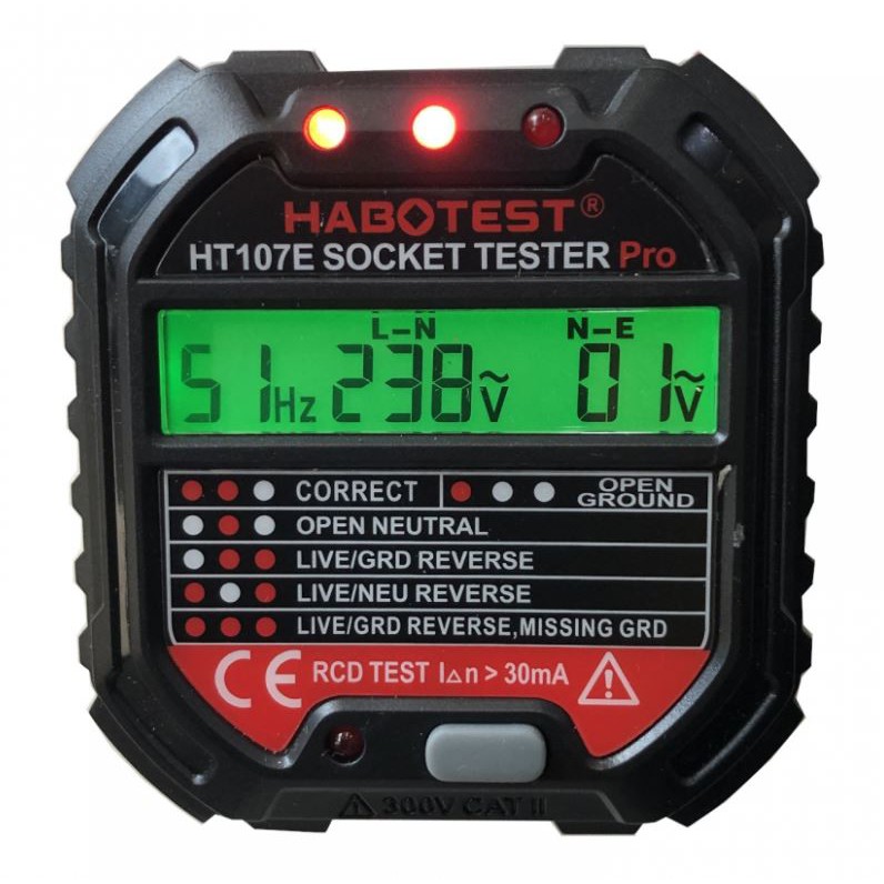 Habotest Advanced GFCI Electric Socket Tester Automatic Pro Penguji Soket Elektrik HT107E