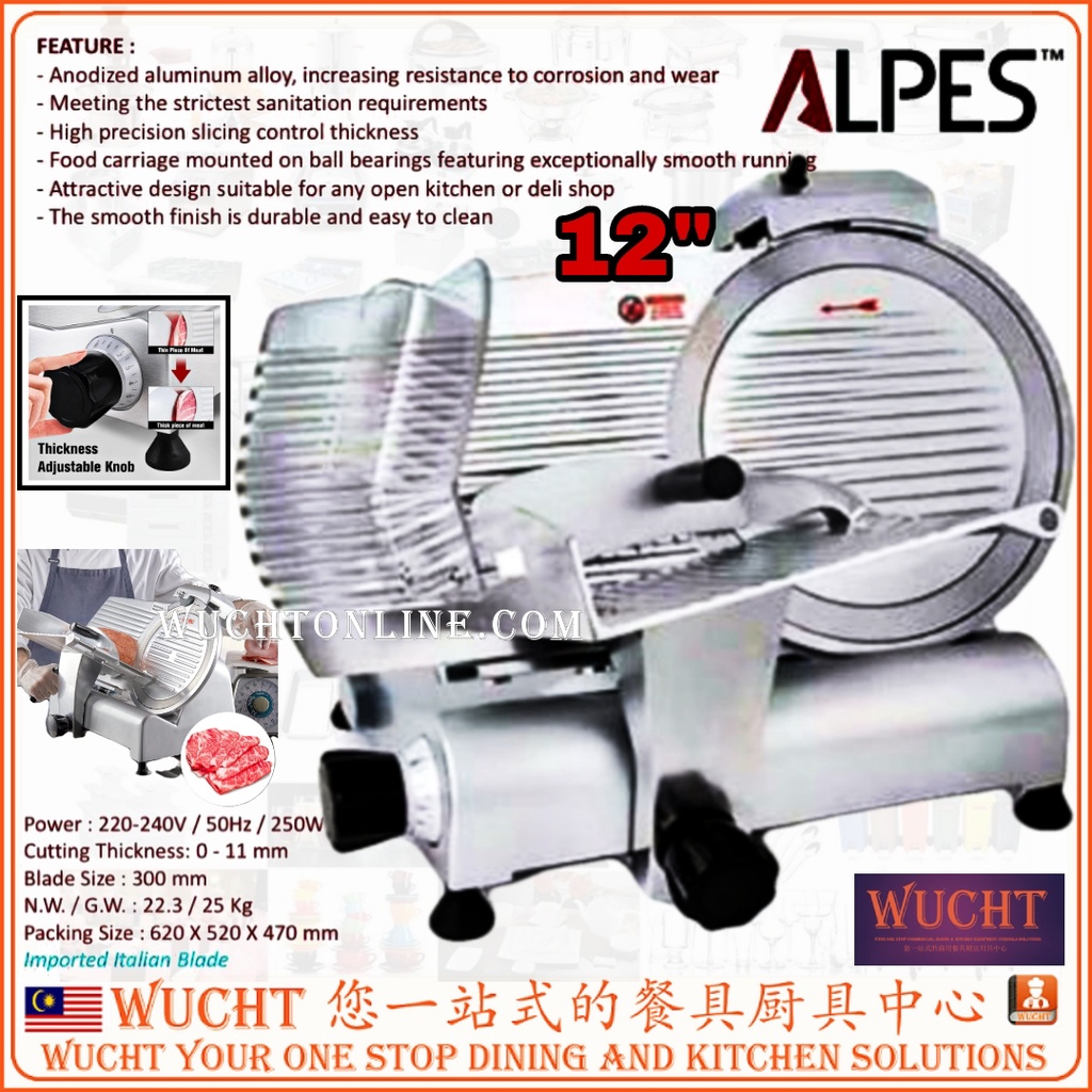 【WUCHT】12" ALPES Commercial Semi Auto Meat Slicer MS300ST Electric Food Slicer Mesin Potong dsging 切肉片机 12" / 300mm