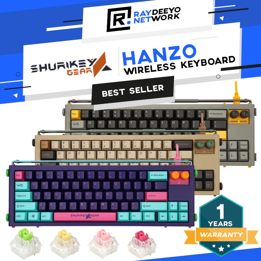 Shurikey Hanzo Theme 001 / 002 / 003 65% Wireless Mechanical Keyboard ...