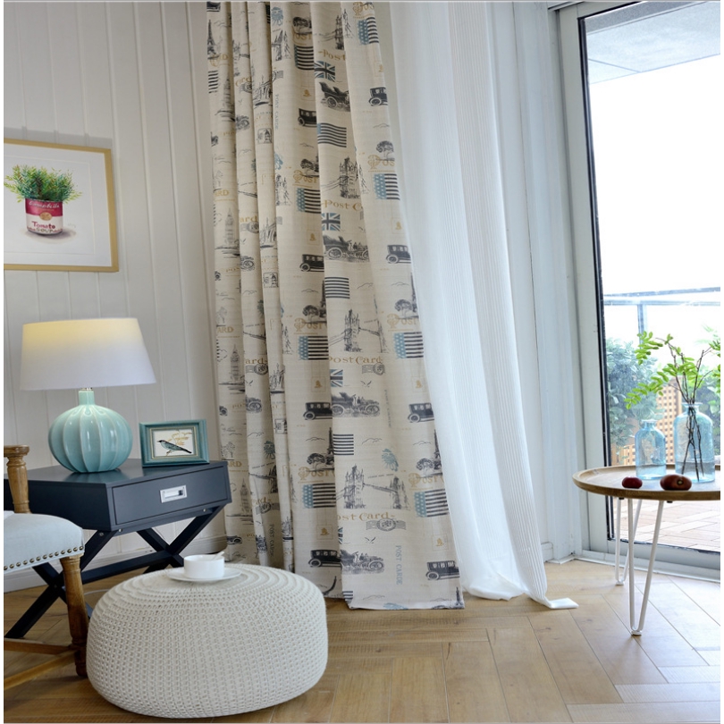 Balcony Door Bedroom Window Printed Drape Curtain Gauze
