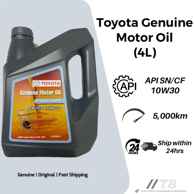 Toyota Genuine Motor Oil Premium Mineral 4L (TGMO) SN/CF 10W30 (Minyak ...