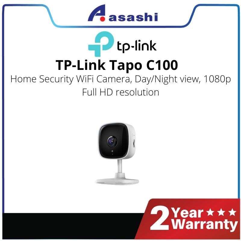 TPLink Tapo C100 Home Security WiFi Camera, Day/Night view, 1080p Full