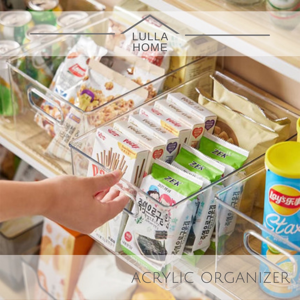 LullaHome Acrylic Transparent Kitchen Refrigerator Cabinet Organizer Storage Bin Skincare Snack Kitchenware Storage