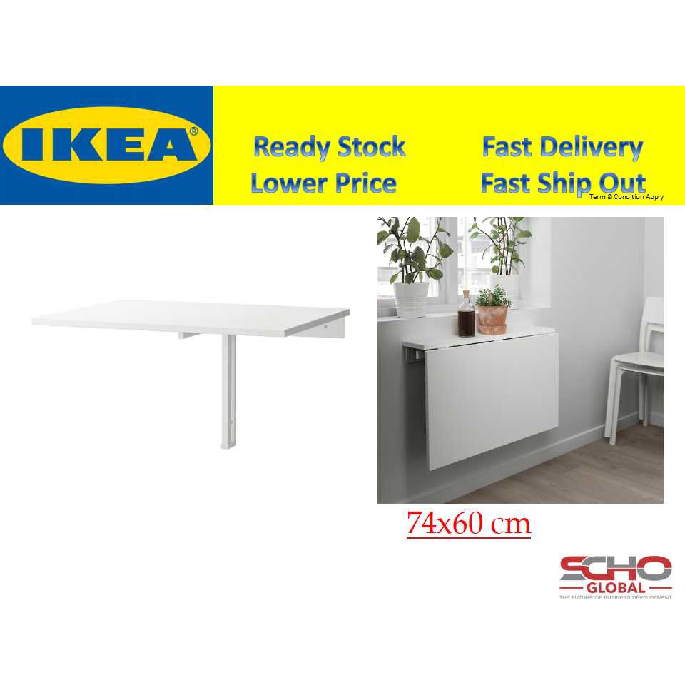IKEANORBERG Wallmounted dropleaf table, white, 74x60 cm Shopee