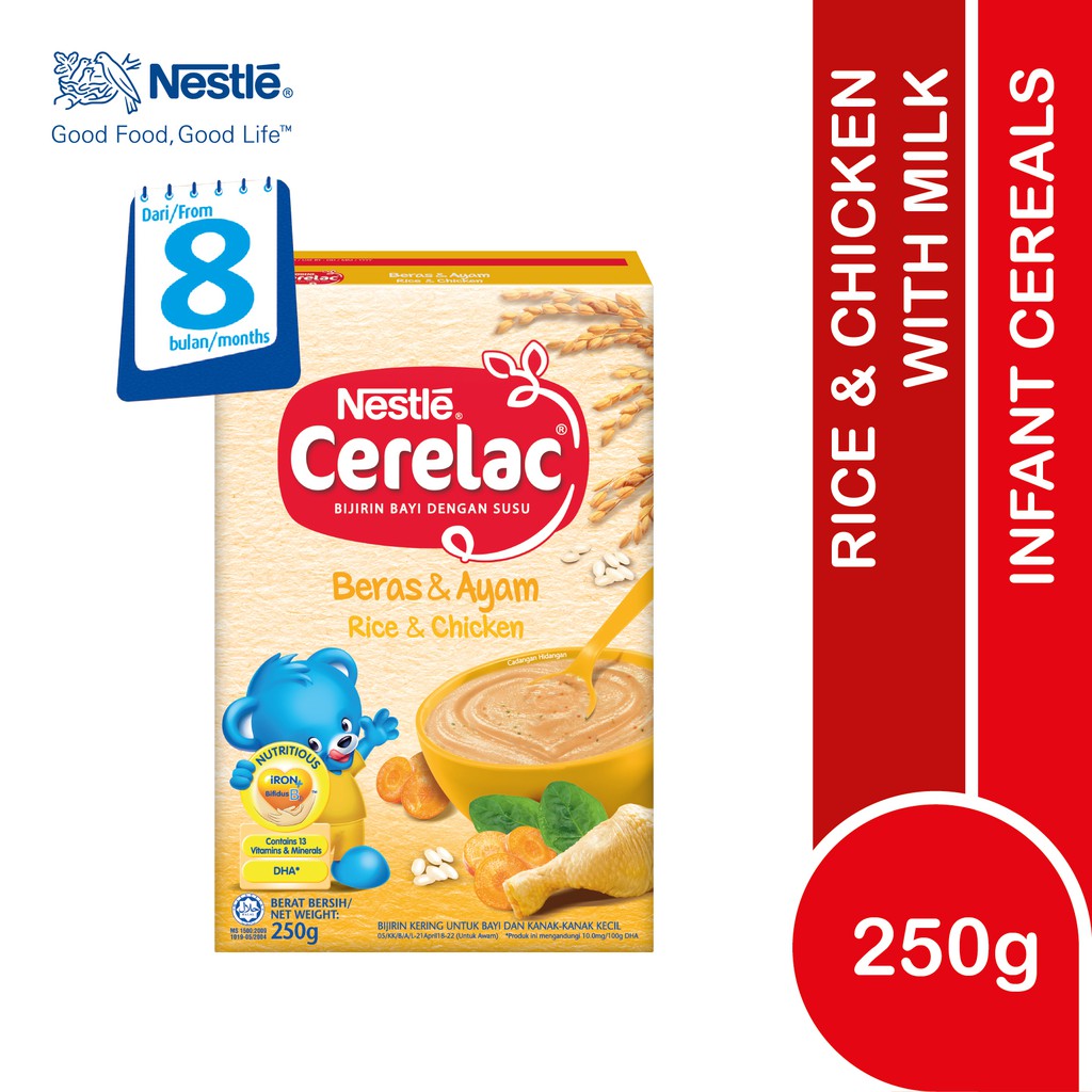 Nestle Cerelac Infant Cereals with Milk Rice & Chicken (250g) Shopee