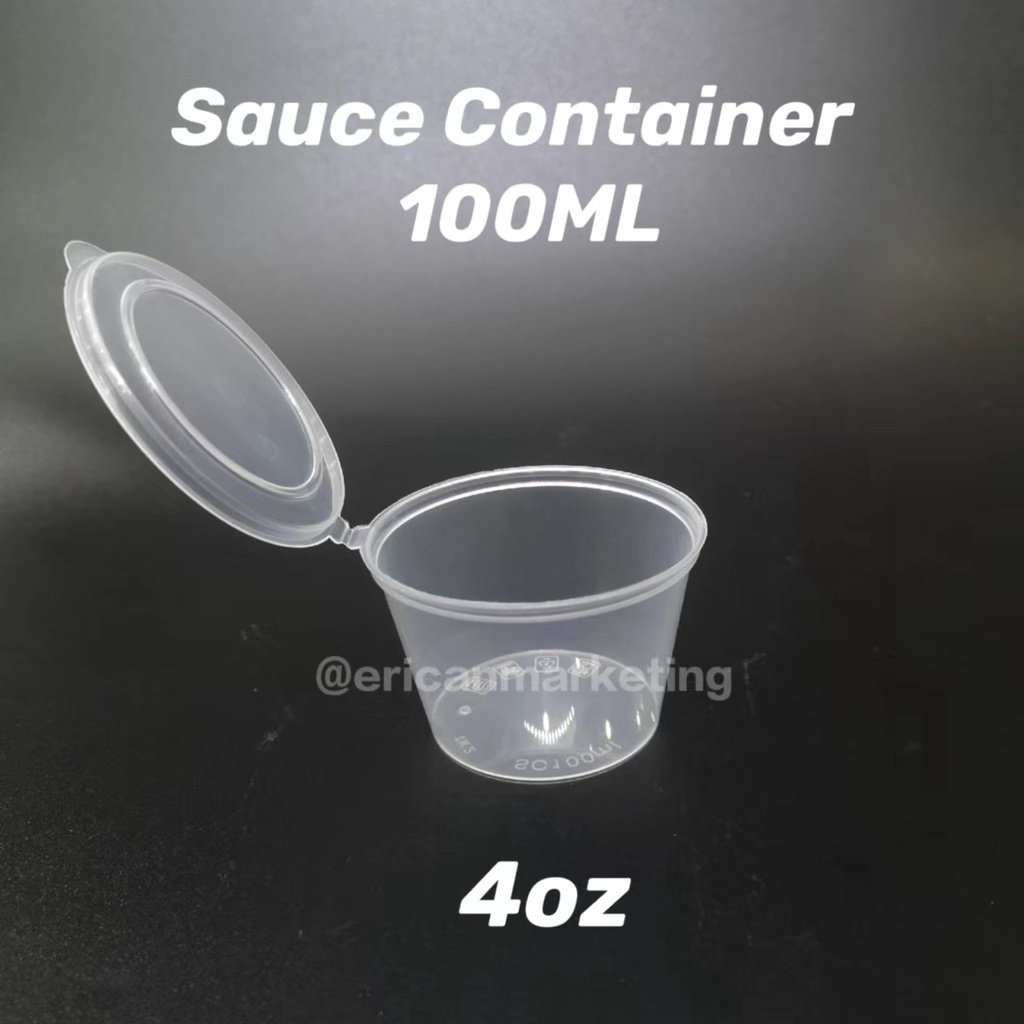 Sauce Container With Lid 100ml Round Disposable Plastic Food Container Sauce Cup Bekas Sos 