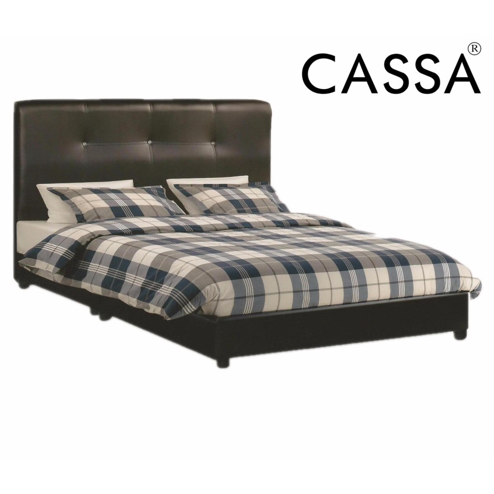 [SPECIAL OFFER] Cassa Heavy Duty Zen (Beige White/Dark Brown) Queen Headabord Divan Bed Frame Only - PlyWood Structure