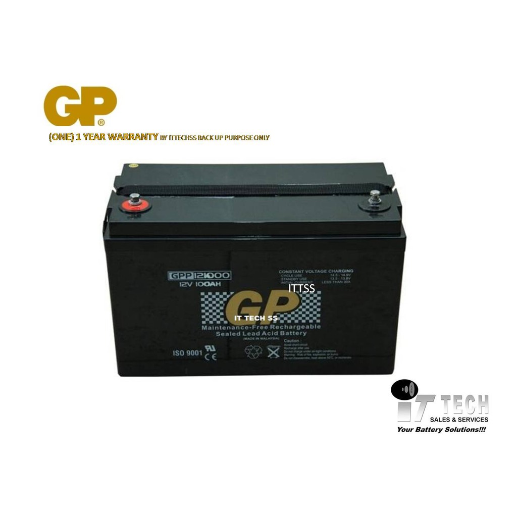 Gp Battery 12v 100ah With 1 Year Warranty For Solar And Back Up Shopee Malaysia