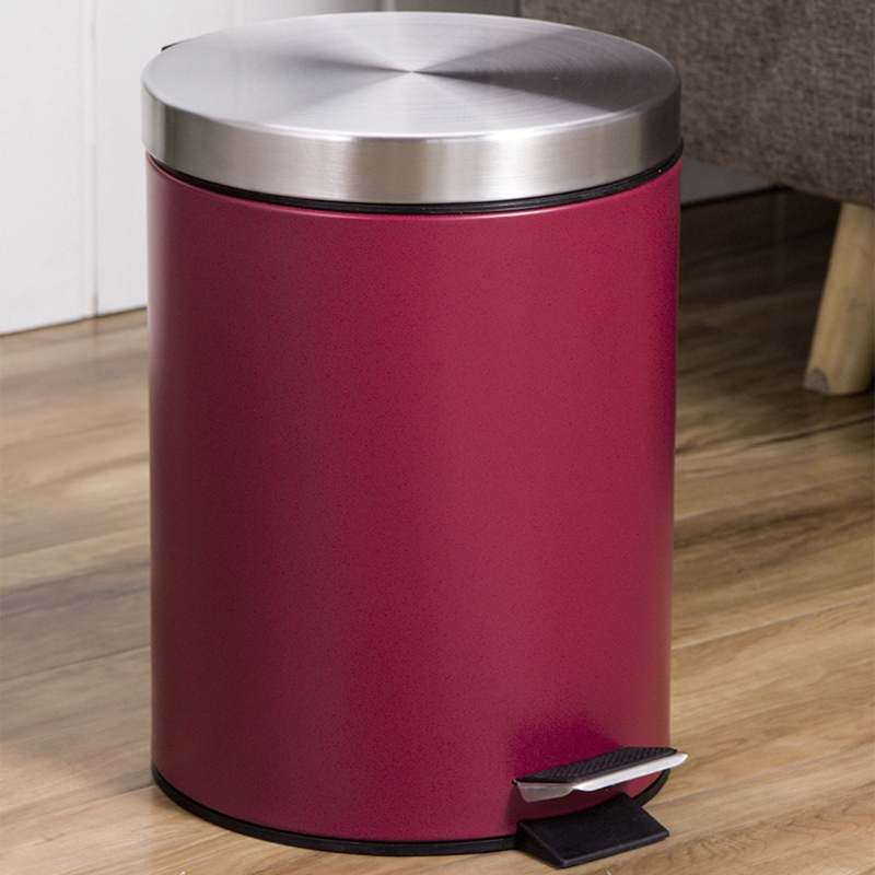7 L Red Round Mute Trash Can Foot Type A Living Room Kitchen