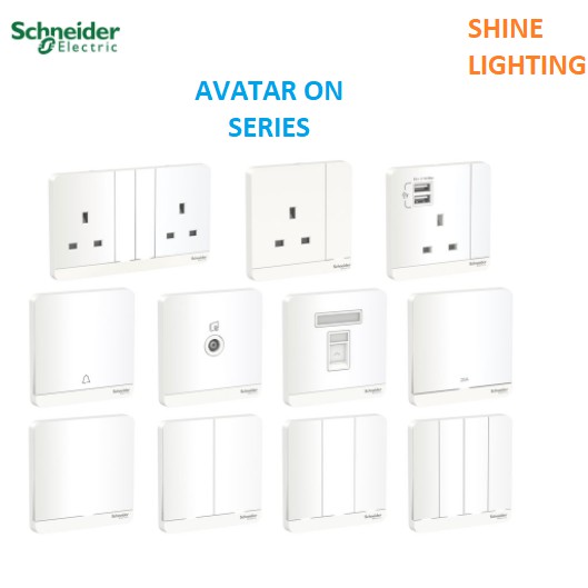 SCHNEIDER ELECTRIC AVATAR ON SERIES SWITCHES : GLOSSY WHITE | Shopee ...