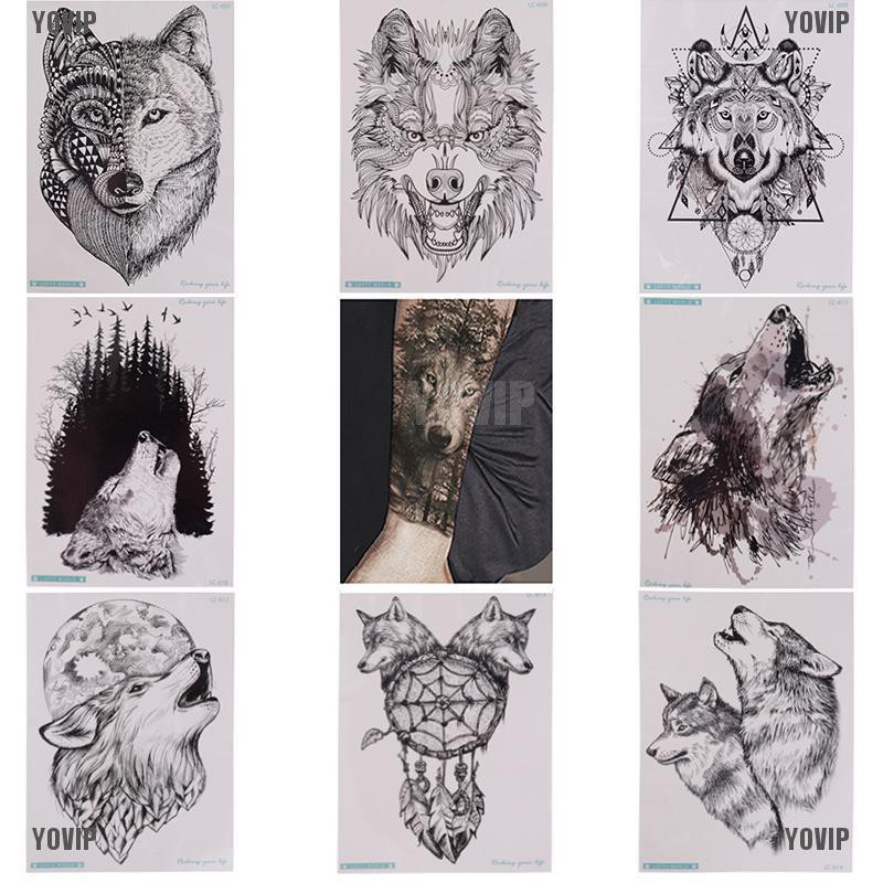 Yovip Wolf Temporary Tattoo Stickers Waterproof Fake Hand Tattoos Adult Men Body Art Shopee Malaysia