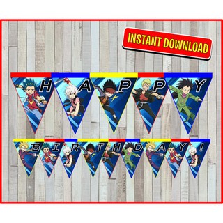 Birthday Banner Birthday Backdrop Hari Jadi Beyblade Shopee Malaysia