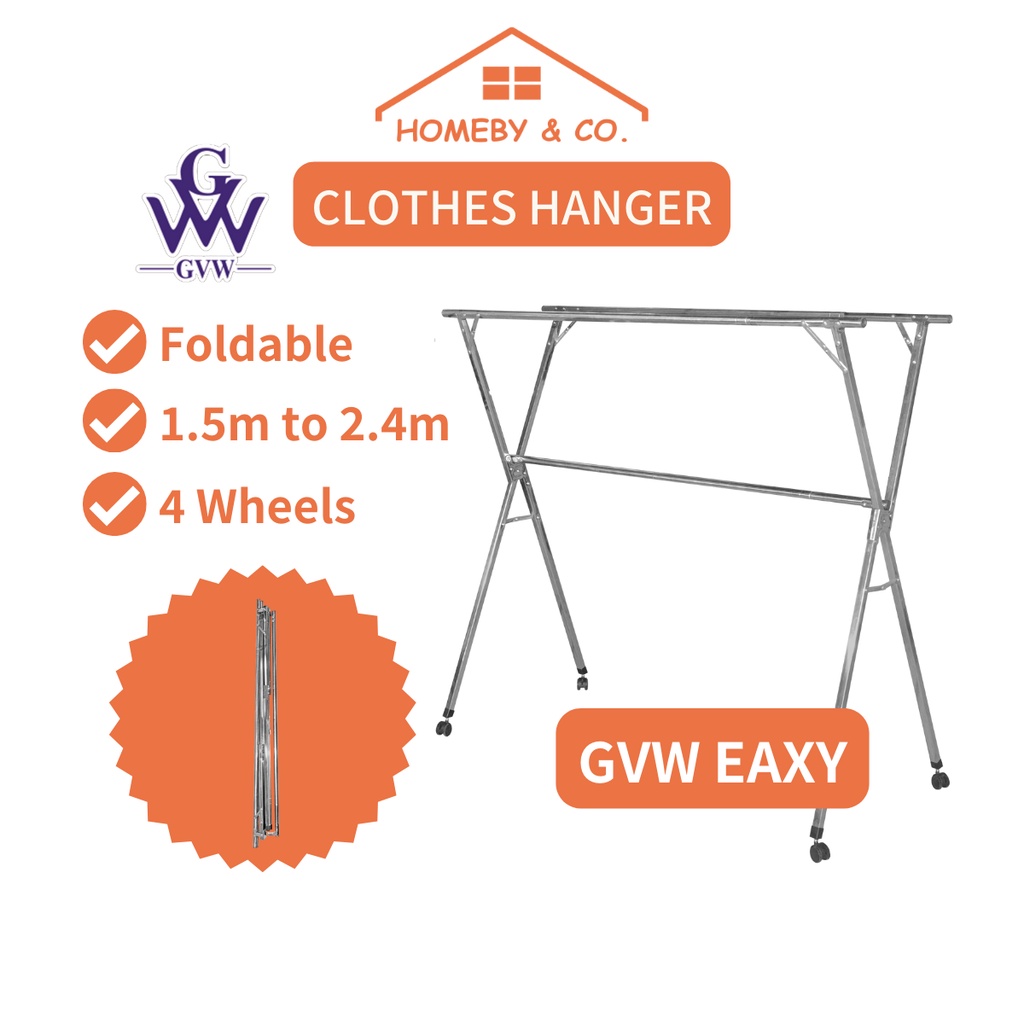 HOMEBY【Foldable / Extendable】Stainless Steel Cloth Hanger/Foldable Cloth Drying Rack/Penyidai