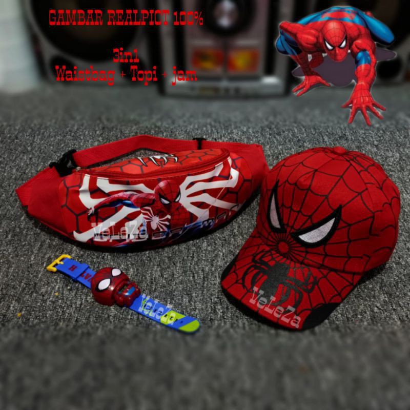 Spiderman Character Children's Sling Bag Free Watch Hat | Tas selempang  anak karakter spiderman gratis topi jam tangan | Shopee Malaysia