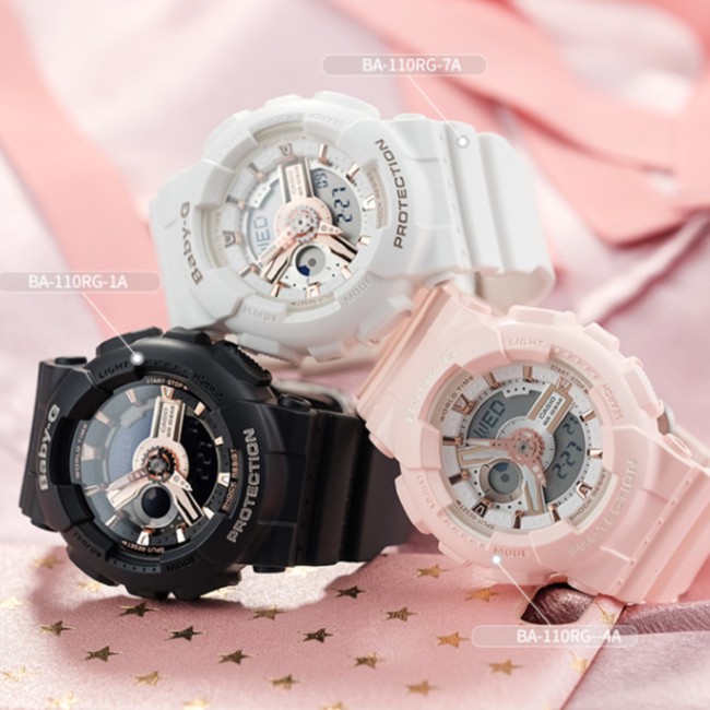 casio baby g black pink