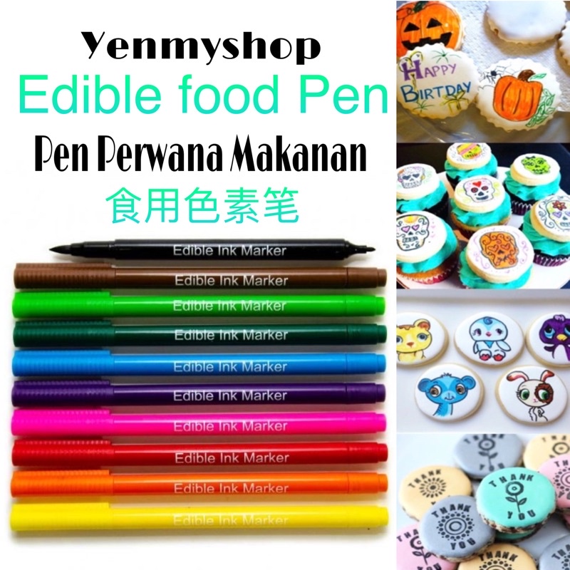 10Colors Kek Edible Pen Markers Halal Decorating Coloring Pens for Fondant Cakes Eggs Frosting Macaron Baking 食用色素笔