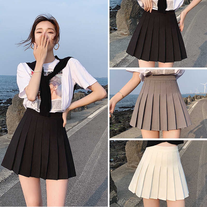  Rok  lipit pelajar perempuan versi Korea  skirt pinggang 