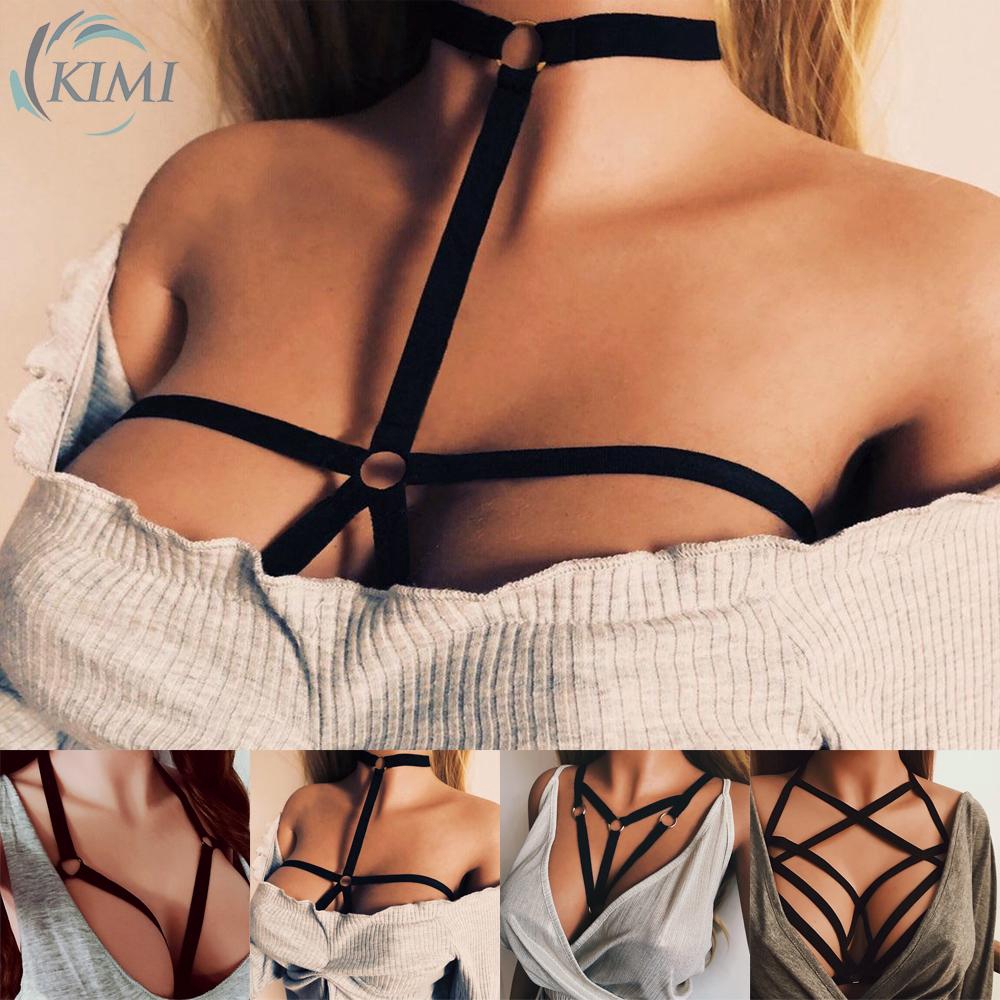 Details about / Tops Cup Cage Backless Womens Strappy Halter Lace Bralette Crop Bra Open Elastic
