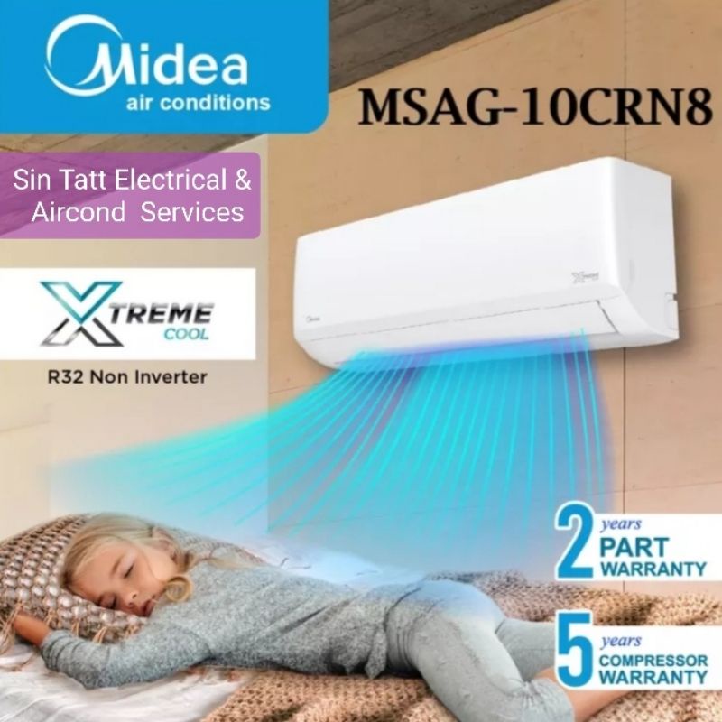 Midea Xtreme Cool 1.0hp non inverter Air Conditioner MSAG R32 Shopee