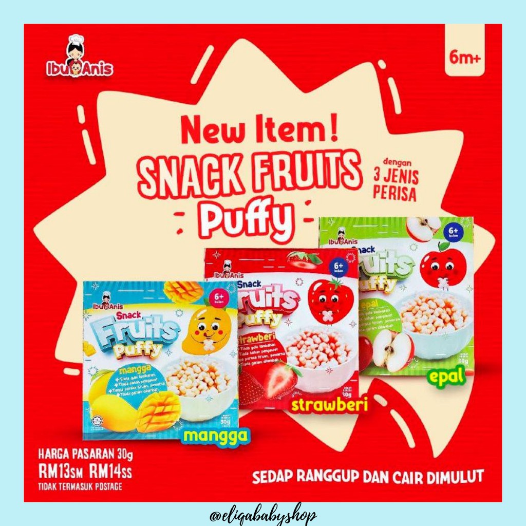 IBU ANIS SNACK FRUITS PUFFY (MANGO/STRAWBERRY/APPLE) | Shopee Malaysia