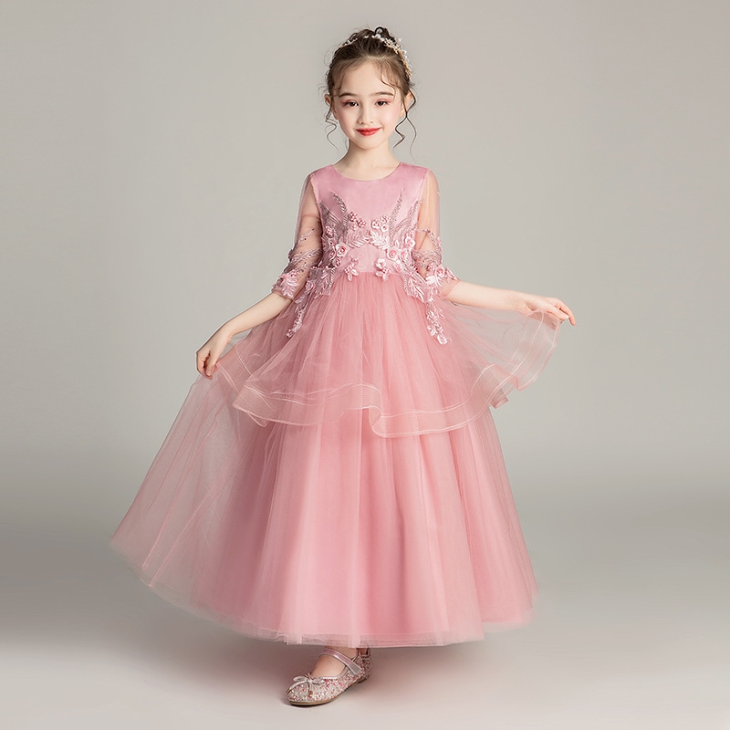 girls long lace dress