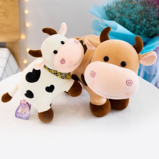 2021 Year Cow Stuffed Plush Toy 18cm Rompers Cow Soft Toy Keychain Plush DollLDU