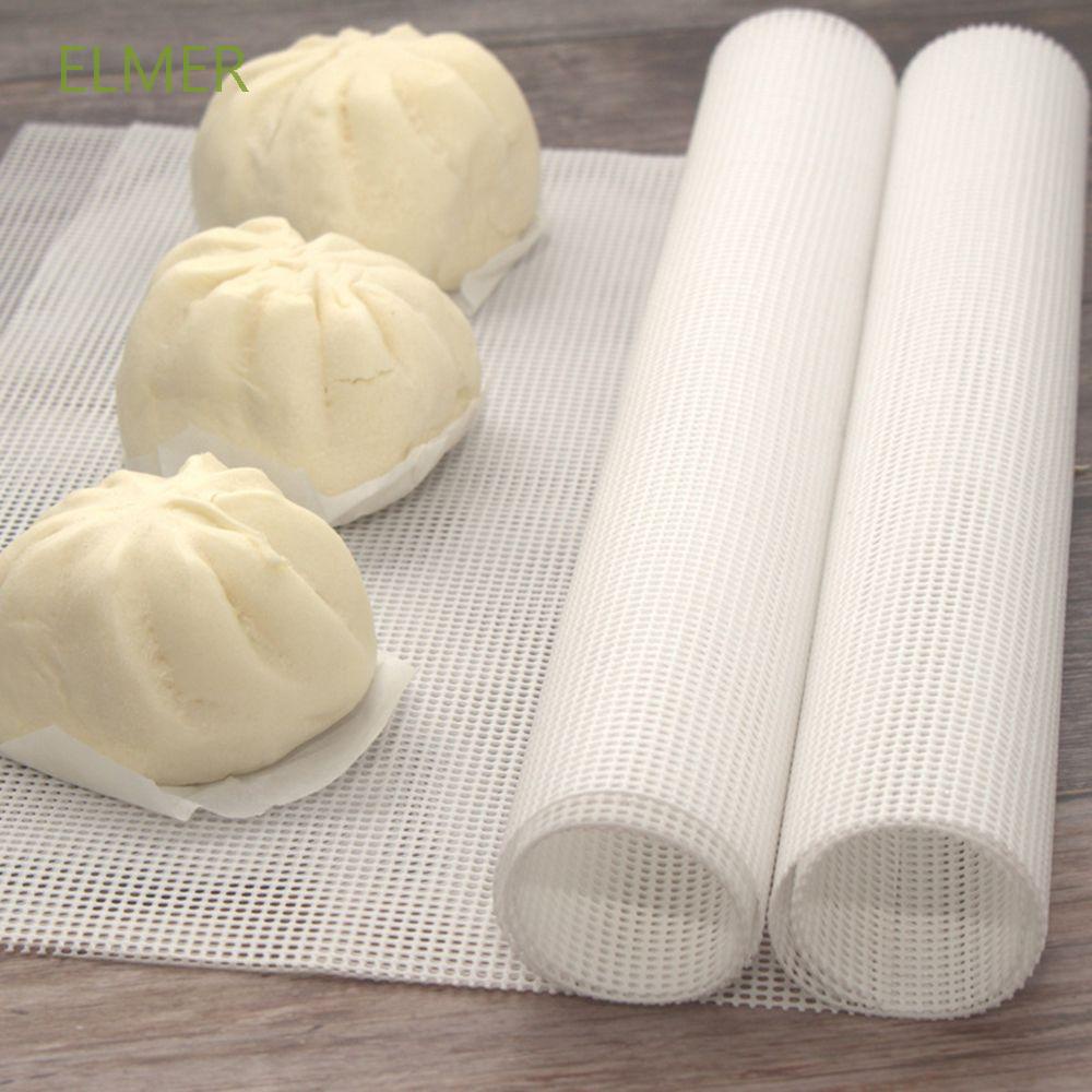 ELMER Safety Pastry Dim Sum Mesh Practical Fruit Dehydrator Mats Silicone Steamer Pad Free Cutting Silicone Kitchen Tools Non-Stick Square For Buns Making Baking Tools