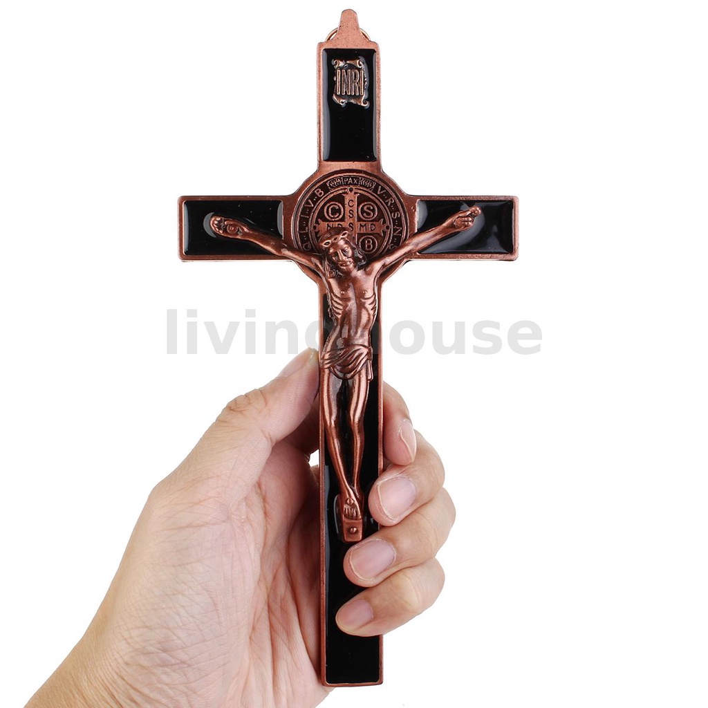 Metal Hanging Crucifix Jesus Christ Cross Religious Ornament Hanging Religious Saint Wall Decor