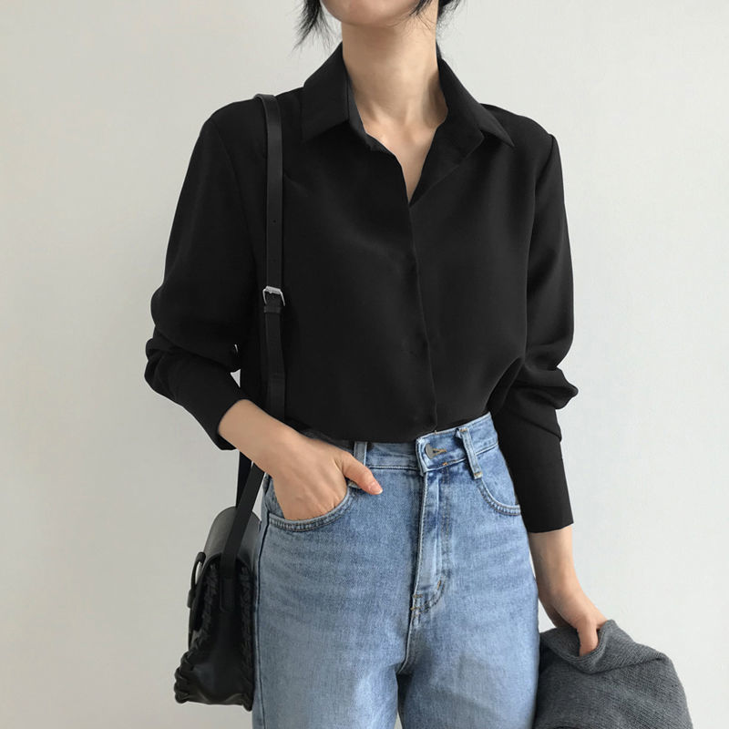 Kemeja Hitam Perempuan Baju Kerja Wanita Women's Black Shirt White ...