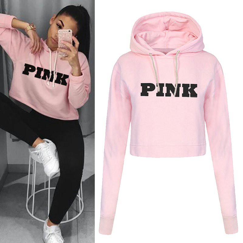 pink crop top sweatshirt