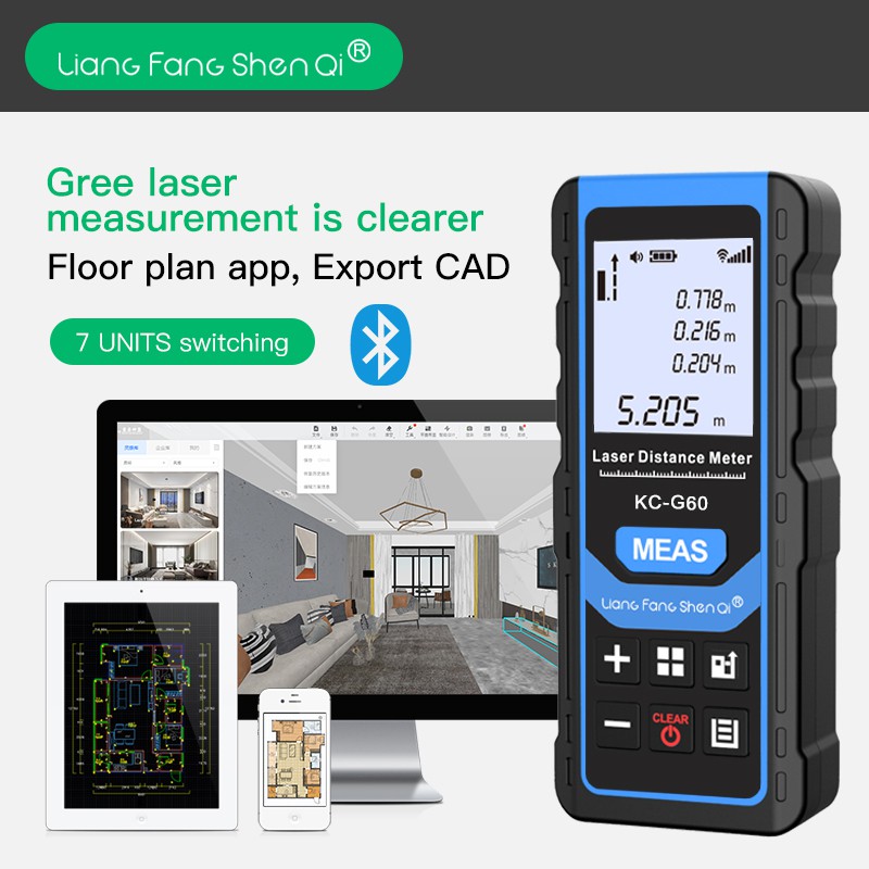 Laser Measurement 100m Meter Rangefinder【Green Line】Smart Bluetooth APP auto CAD/PDF Laser Level Infrared Digital Portable Electronic Tape Measure Ruler hardware Tool Software APP/Mechanical Design Interior design laser measure distance meter
