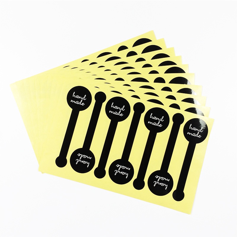 Black 70pcs Hand made Long label Baking DIY Gift Stickers Cake Paper Sticker|
