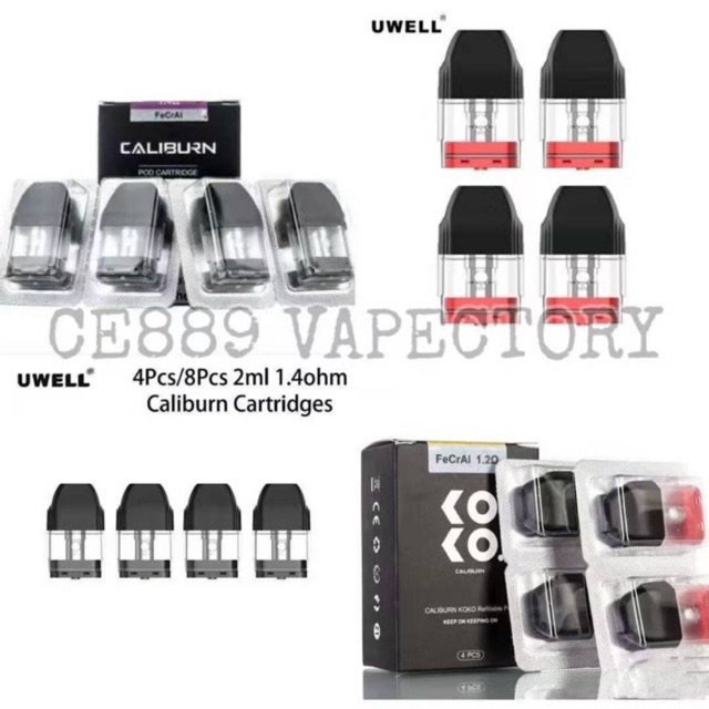 Original Uwell Caliburn Uwell Koko Replacement Pod Cartridge 2ml 1 4w 1 2w 1 Box 4pcs Shopee Malaysia