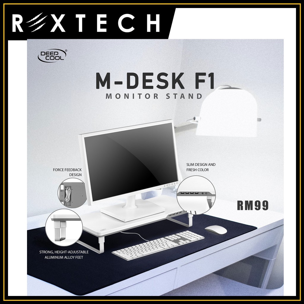 DEEPCOOL MDESK F1 Desktop Monitor Stand [GREY] USB Hub Shopee Malaysia