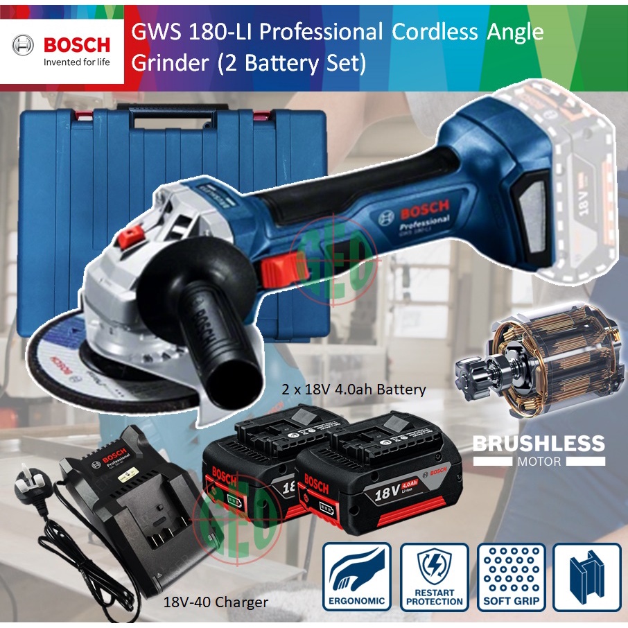 Bosch Gws 180 Li Professional Cordless Angle Grinder Brushless Motor