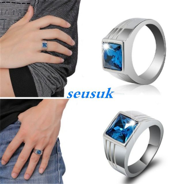 Great Value Cincin Lelaki Batu Permata Biru Shopee Malaysia