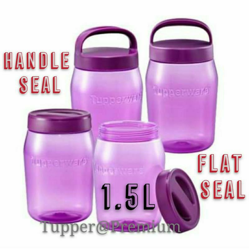 Tupperware Purple Universal Jar Duo Set 1.5L with Handle Seal or Flat Handle