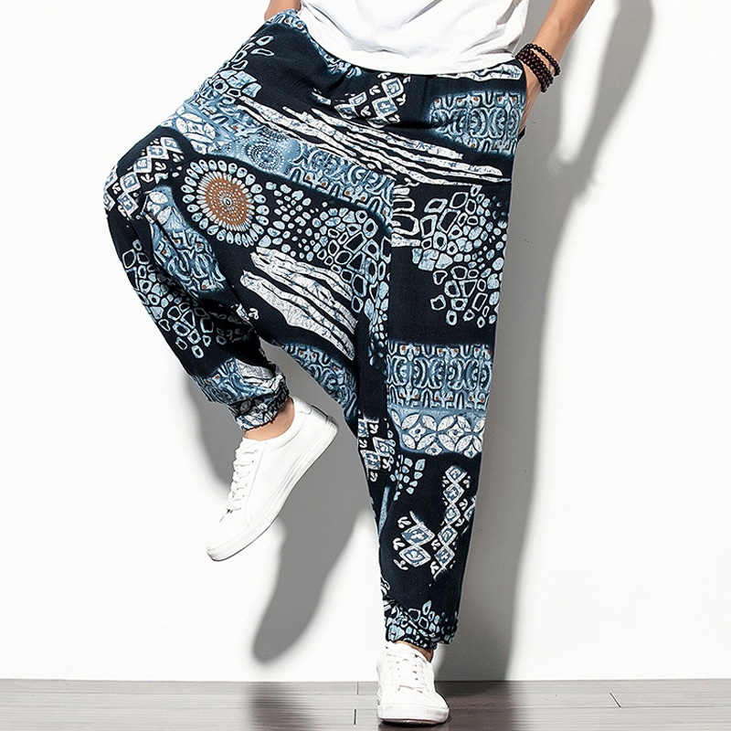 Nepal Style Men Casual Pants Harem Pants Loose Casual Drawstring Male