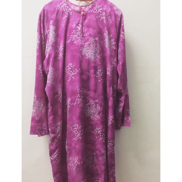 Baju kurung dark pink berbunga putih | Shopee Malaysia