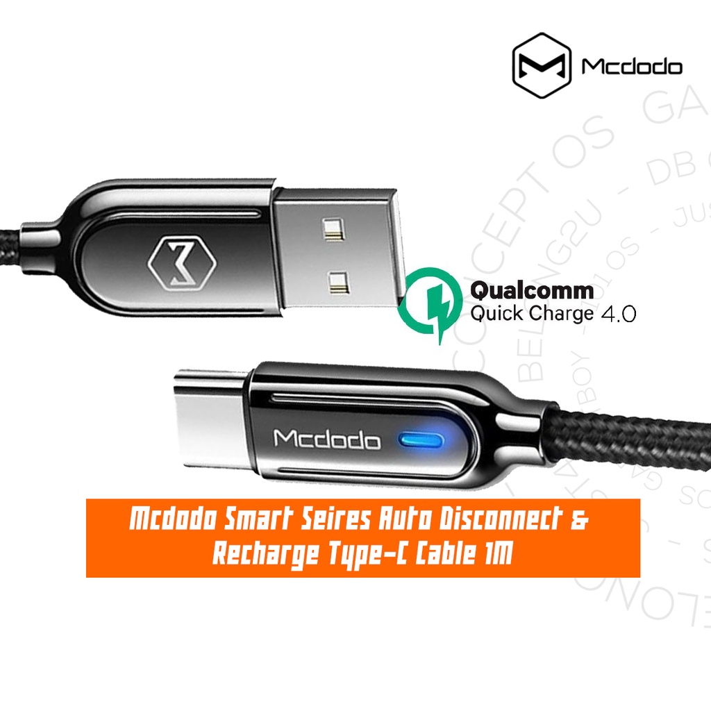 Mcdodo Ca Auto Disconnect Type C Qc Usb Cable Shopee Malaysia