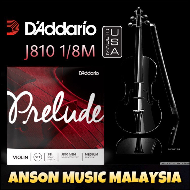 D'Addario Prelude Violin String Set, 1/8 Scale, Medium Tension (J810 1