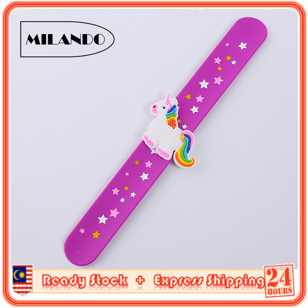 MILANDO Kid Girl Unicorn Slap Bracelet Silicone Wristbands  Bracelets for Kids Toy Gifts Birthday Party (Type 4)