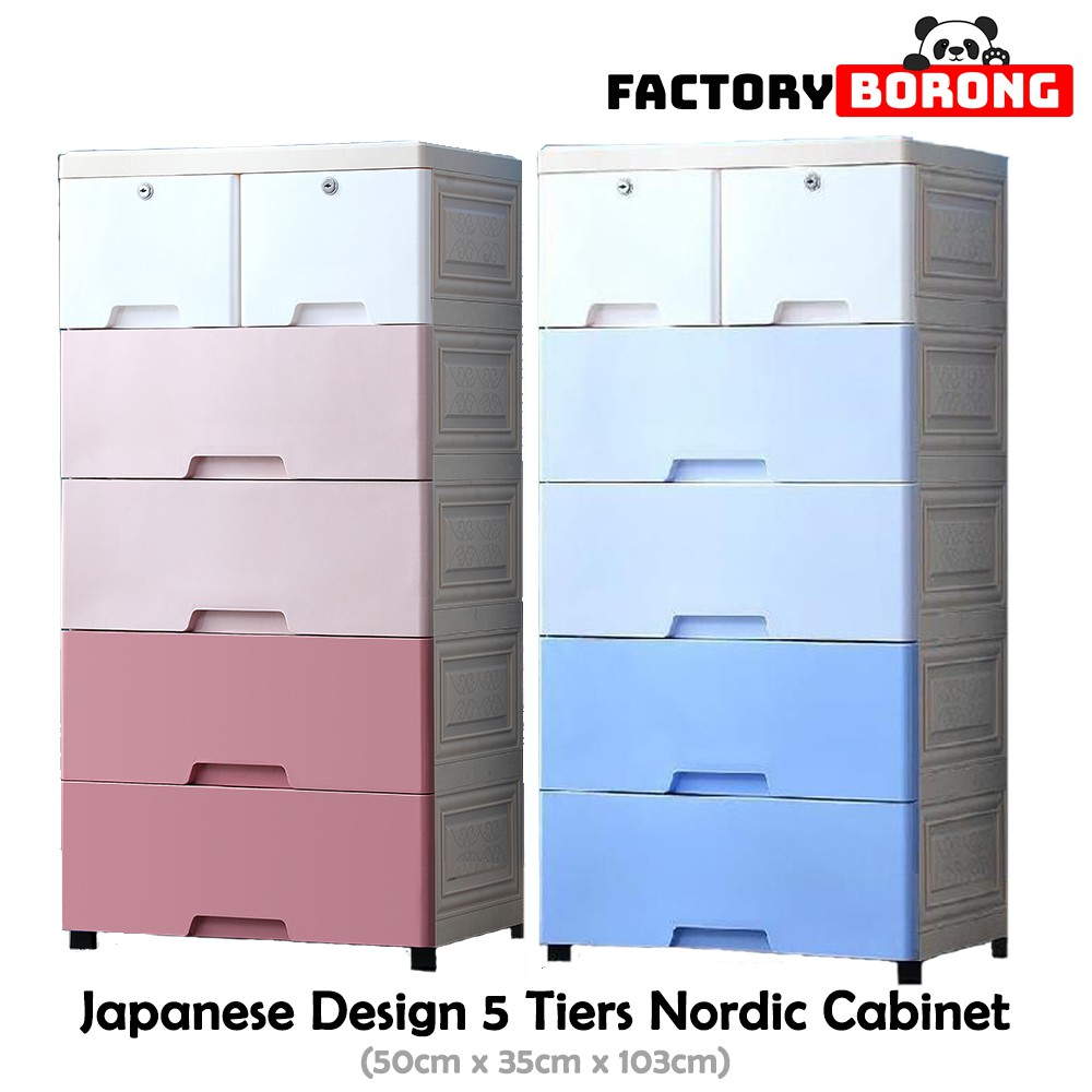 Japanese Design 5 Tiers Nordic Cabinet 6 Drawer Storage Cabinet With Lock Shopee Malaysia