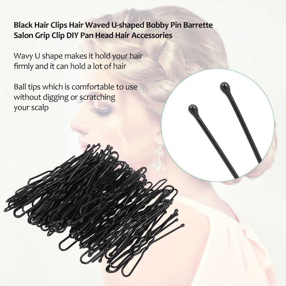 100 Pcs Black Hair Clips Hair Waved U-shaped Bobby Pin Barrette Salon Grip  Clip DIY Pan Head Hair Accessories (S) | Shopee Malaysia