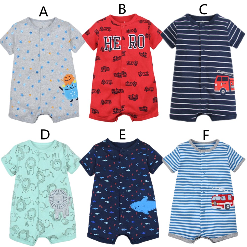 Newborn Baby Boy Romper Jumpsuit Cartoon Heros Pattern Summer Clothes Outfits