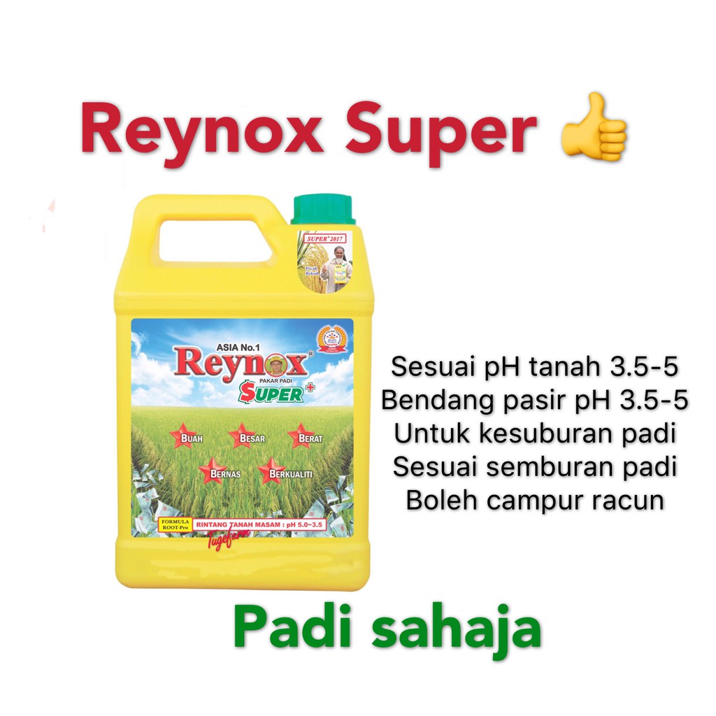 Reynox Original Super 4l Asia No 1 Vitamin Padi Tanah Masam Baja Organik Tanaman Pertanian Tonik Ph3 5 5 Shopee Malaysia