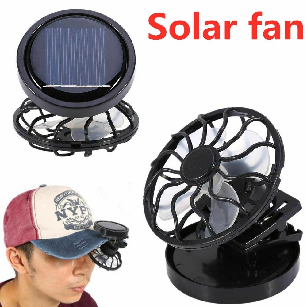 Mini Portable Solar Powered Hat Clip Fan/ Mountain Climbing Cooling Fan/ Camping Survival Wild Summer Hand Cap Slim Fan