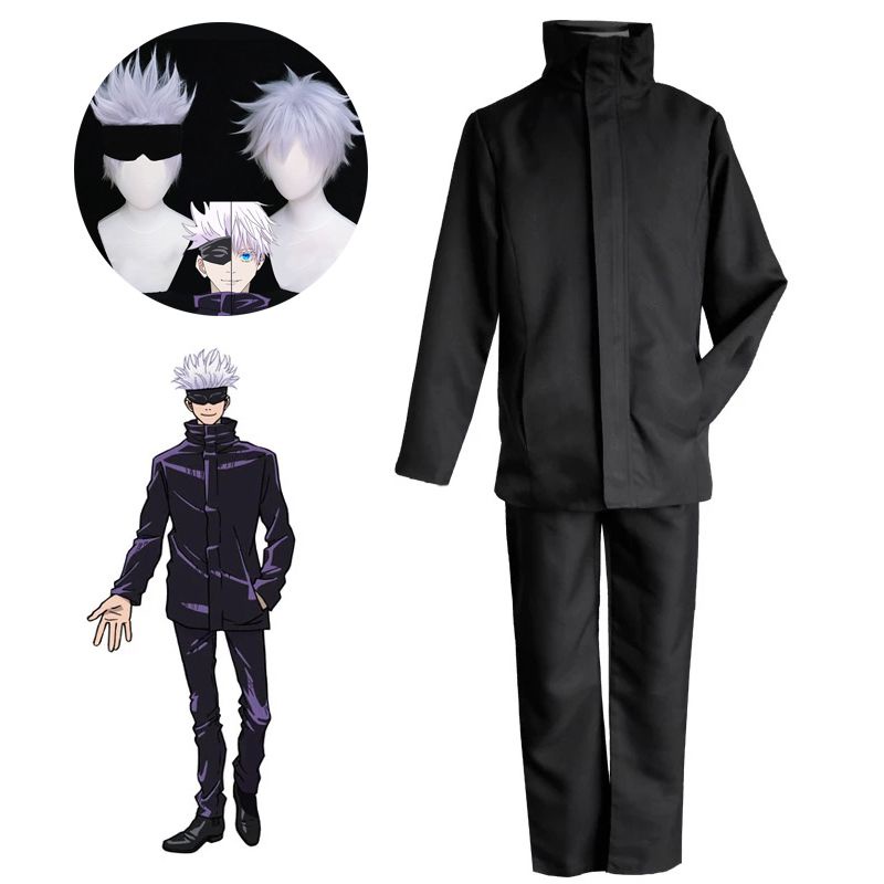 Anime Jujutsu Kaisen Gojo Satoru Cosplay Costume Wig Men School Uniform 