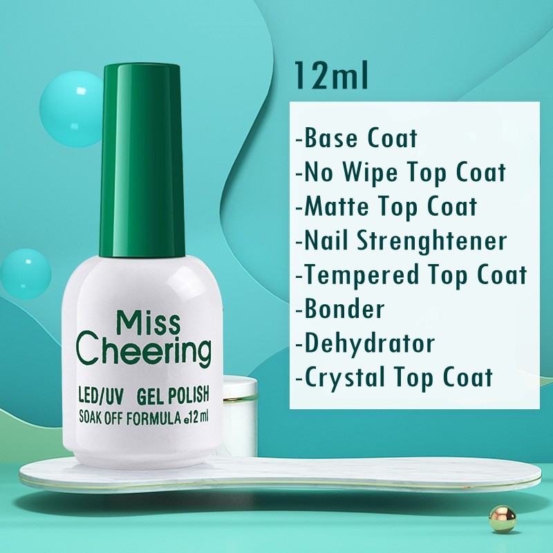 12ml UV Gel Nail Top Coat Base Coat No Wipe Matte Tempered Crystal Strenghtener PH Bonder Dehydrator Prep Equilibrium